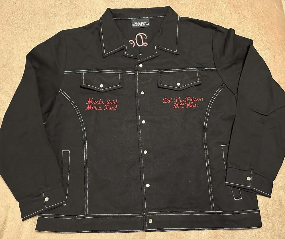 Zach Bryan Embroidered Black Denim Jacket XL